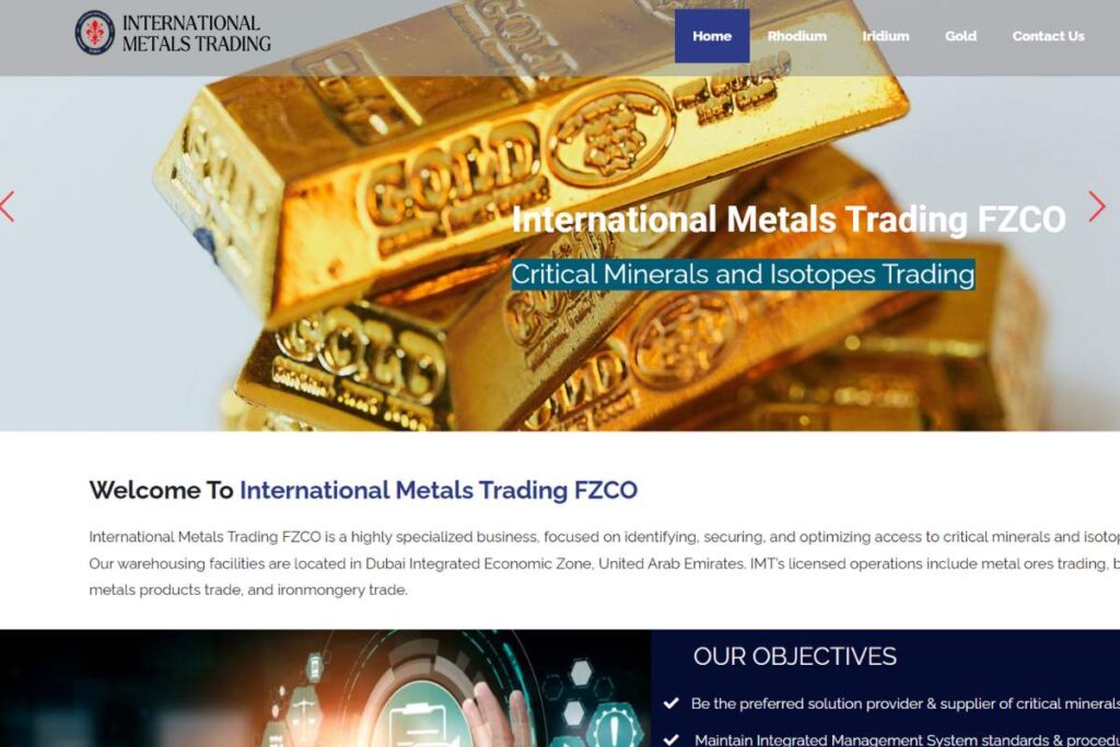 metals trading company web design dubai